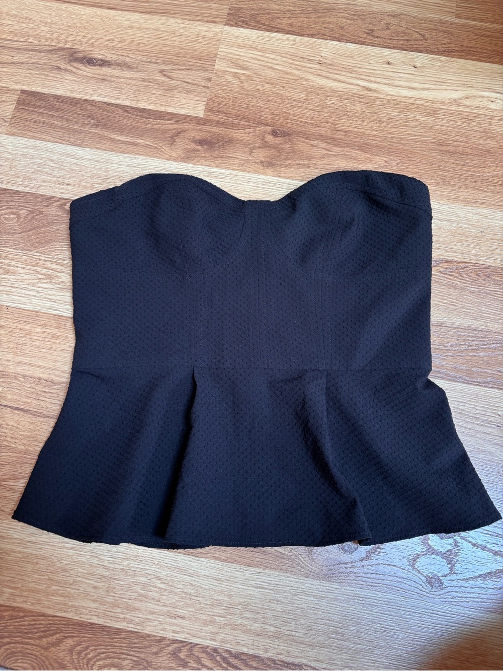 Express Black Strapless Bustier Swiss Dot Black Zipper Up Size 2